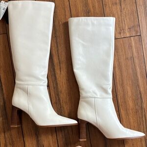 Mango White Knee-High Boots